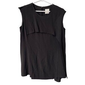 Kuho Tunic Top Size Small Black Asymmetrical Back Zip Solid Black Lagenlook